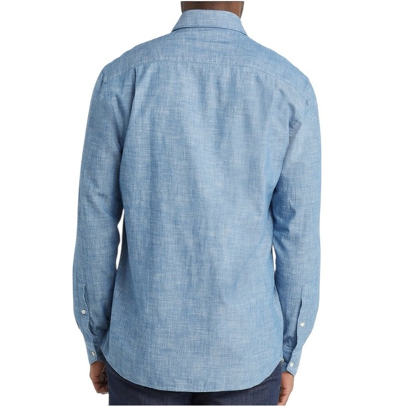 PETER MILLAR CROWN CRAFTED SELVEDGE COTTON CHAMBRAY BUTTON-UP SHIRT SZ XXL EUC - Picture 2 of 8